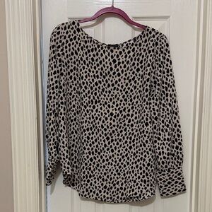 Ann Taylor Black and Cream Patterned Blouse